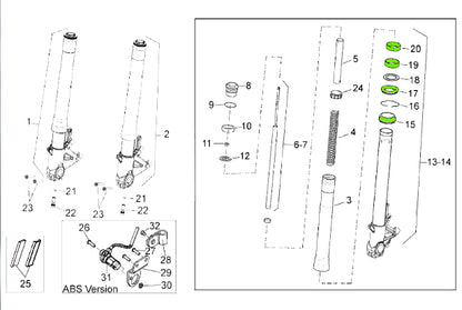 Aprilia 750 Shiver Showa 43mm Fork Overhaul Kit 2007-2016 Fork Seals Wipers and Bushes